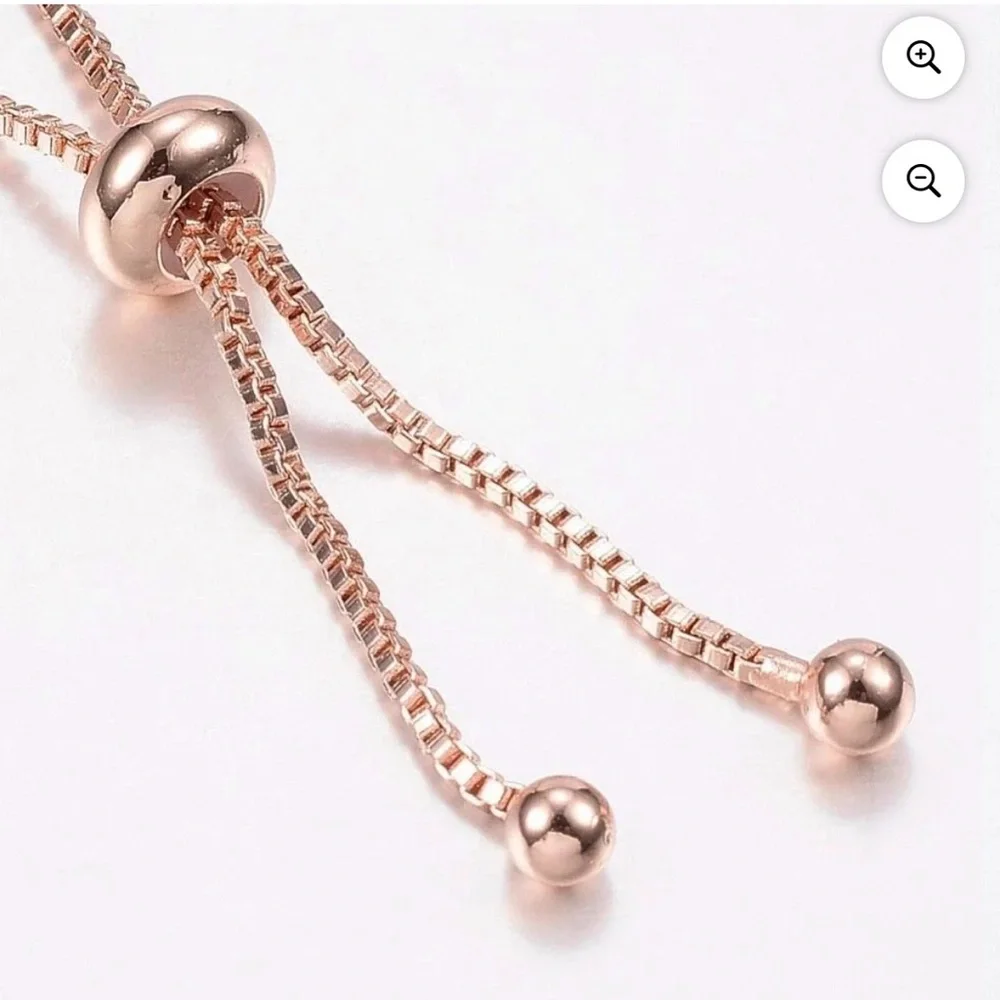 Elegant Rose Gold Heart Slider Bracelet Rose Gold 10-1/4